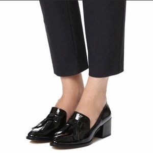 Rebecca Minkoff Edie Patent Leather Black Brogues Loafers Shoes Heels 8 $195